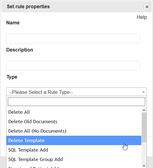 Screenshot of Selecting Delete Template Rule